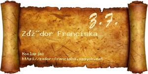 Zádor Franciska névjegykártya